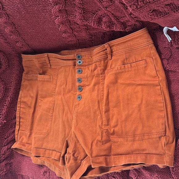 Ava & Viv Pants - Ava & Viv 24W Rust Orange Button-Up Shorts